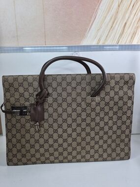 Gucci Brown GG Supreme Canvas Briefcase